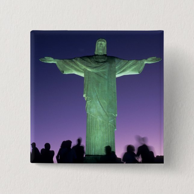 Rio de Janeiro, Brasilien. Christliche Statue Button (Vorderseite)