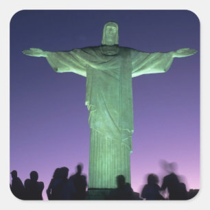 Rio de Janeiro, Brasilien. die Christus-Statue auf Quadratischer Aufkleber