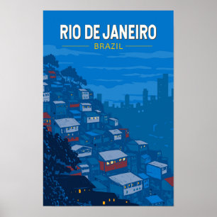 Rio De Janeiro Brasilien Favela Art Vintag Poster