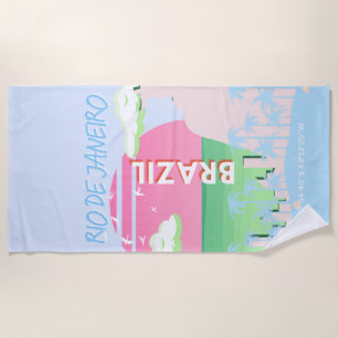 Rio de Janeiro Brasilien Reisen Art Blue Illustrat Strandtuch