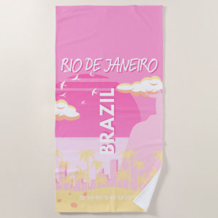 Rio de Janeiro Brasilien Reisen Art Pink Illustrat Strandtuch