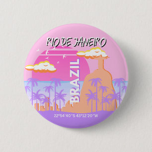 Rio de Janeiro Brasilien Reisen Art Pink Poster Button