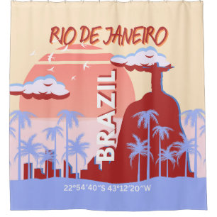Rio de Janeiro Brasilien Reisen Art Retro Poster Duschvorhang