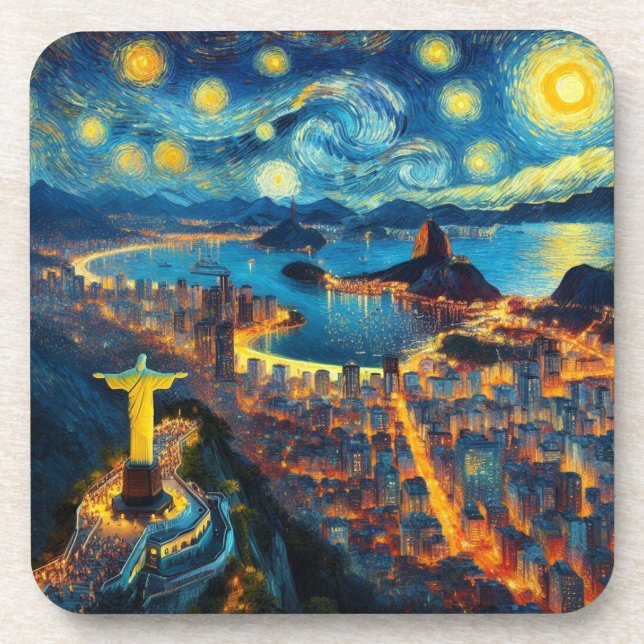 Rio De Janeiro Brasilien Starry Night Getränkeuntersetzer (Vorderseite)