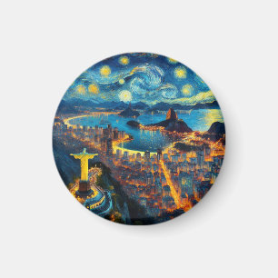 Rio De Janeiro Brasilien Starry Night Magnet