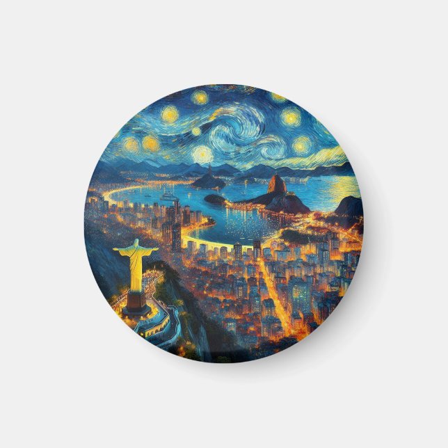 Rio De Janeiro Brasilien Starry Night Magnet (Vorne)