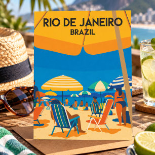 Rio De Janeiro Brasilien Strand Vintage Reise Postkarte