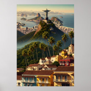 Rio De Janeiro Brasilien Vintage Reise Christ vint Poster