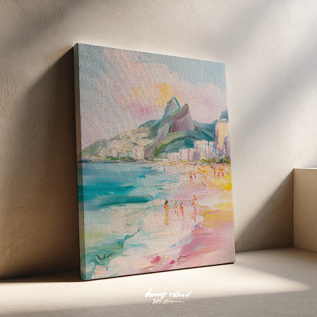 Rio de Janeiro Brazil Painting Canvas Leinwanddruck (rio de janeiro, arpoador art, brazil wall art, beach sunset, coastal decor, tropical print, ipanema )