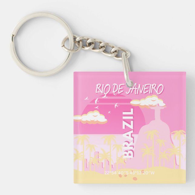 Rio de Janeiro Brésil Voyage Art rose illustration (Devant)