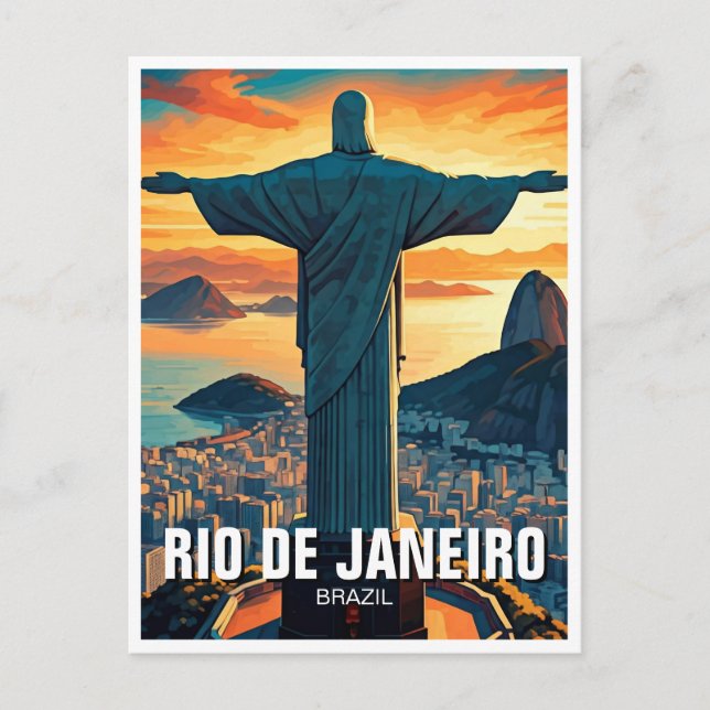 Rio de Janeiro Christ der Erlöser Sonnenuntergang Postkarte (Vorderseite)