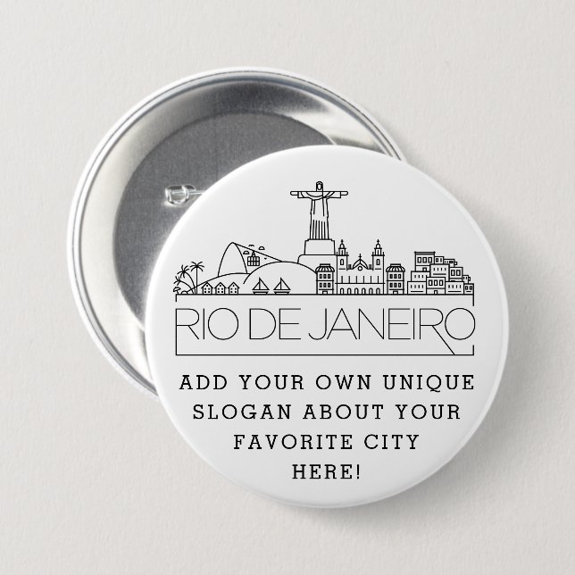 Rio De Janeiro City Skyline | Benutzerdefinierter  Button (Vorne & Hinten)