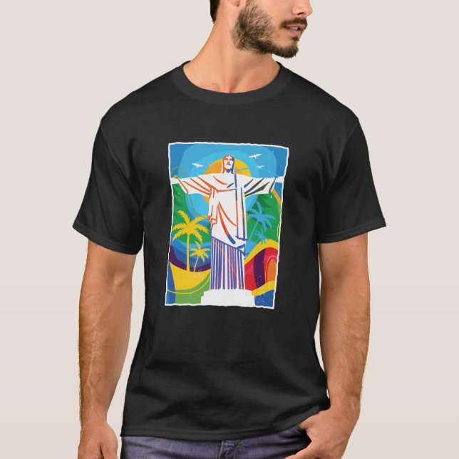 Rio de Janeiro Cristo Redentor Brasilien farbenfro T-Shirt (Vorderseite)