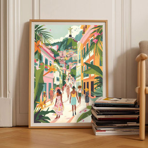 Rio de Janeiro Druck Brasilien Illustration Rio St Poster