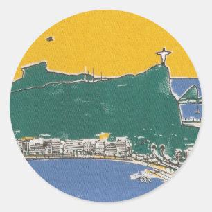 Rio De Janeiro Green and yellow Runder Aufkleber