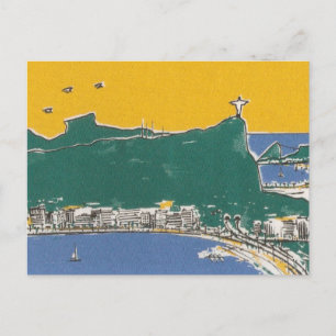 Rio de Janeiro grün und gelb brasil Postkarte