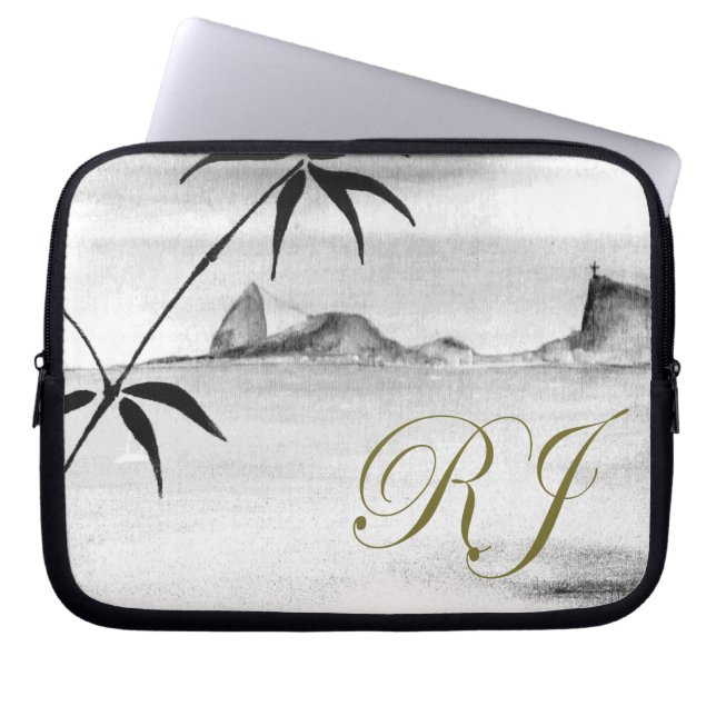 Rio de Janeiro Schwarz-Weiß-Landschaft Laptopschutzhülle (Vorderseite)