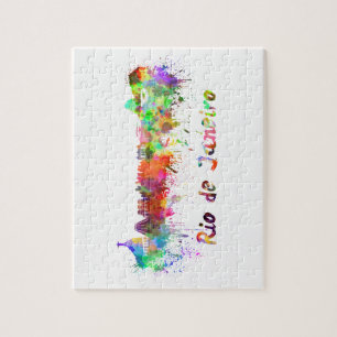 Rio de Janeiro Skyline in Aquarell