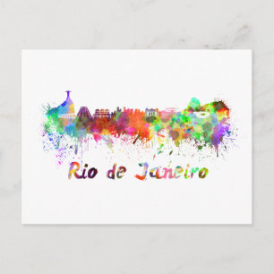 Rio de Janeiro Skyline in Aquarell Postkarte