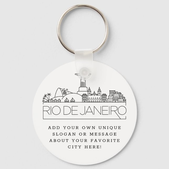 Rio De Janeiro Stylized Skyline | Benutzerdefinier Schlüsselanhänger (Vorderseite)