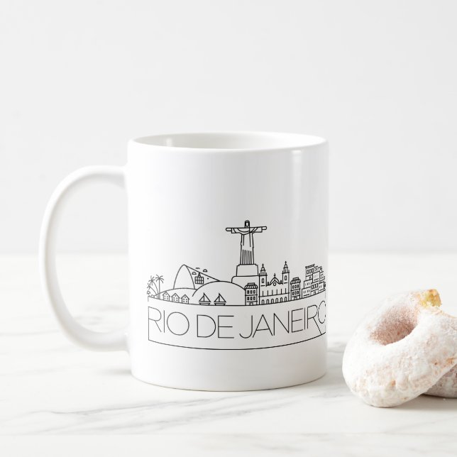 Rio De Janeiro Stylized Skyline Coffee Tasse (Mit Donut)