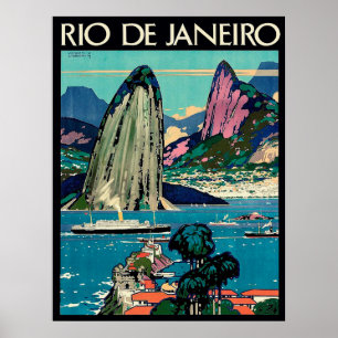 Rio De Janeiro, Touristenboote an der Küste Poster