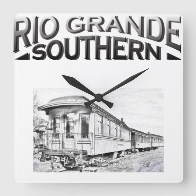 Rio Grande Southern Logo Clock Quadratische Wanduhr (Vorderseite)