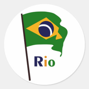 Rio, mehrfarbiger Text Runder Aufkleber