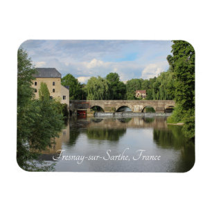 Río Sarthe, Fresnay-sur-Sarthe, Frankreich Magnet