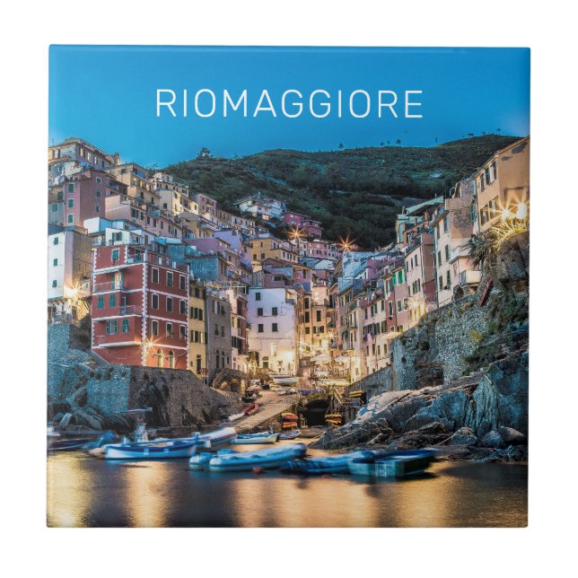 Riomaggiore Cinque Terre La Spezia Italien Panoram Fliese (Vorderseite)