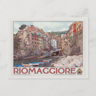 Riomaggiore Hafen - auf Weiß.jpg Postkarte