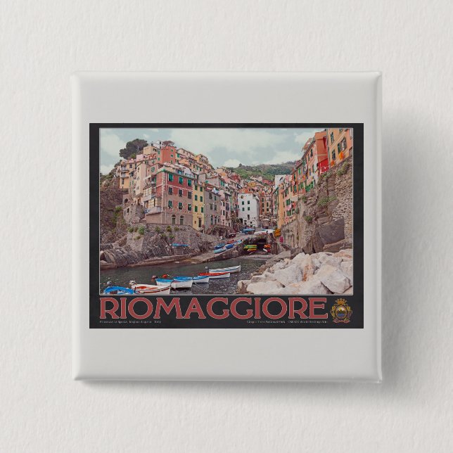 Riomaggiore Hafen (Schwarzes) Button (Vorderseite)