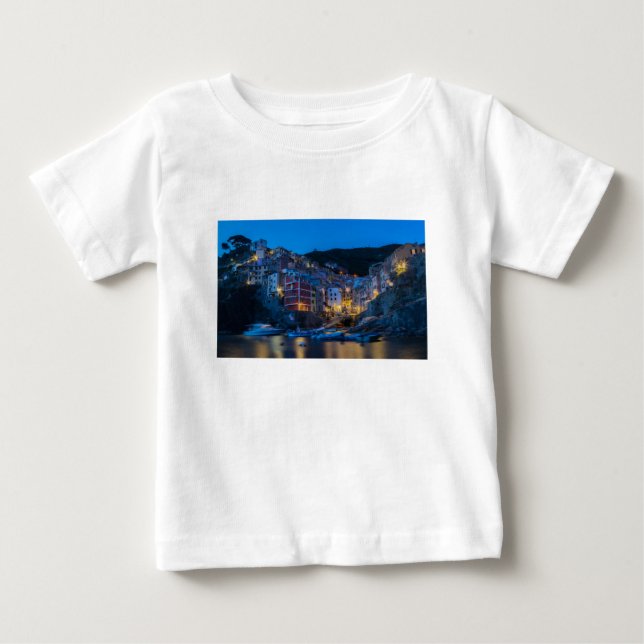 Riomaggiore in der Nacht Cinque Terre Ligurien Ita Baby T-shirt (Vorderseite)