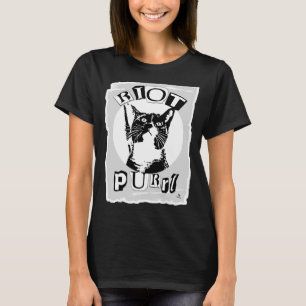 Riot Purrul Mädchen Lustiges Punk-Katzen-Design T-Shirt
