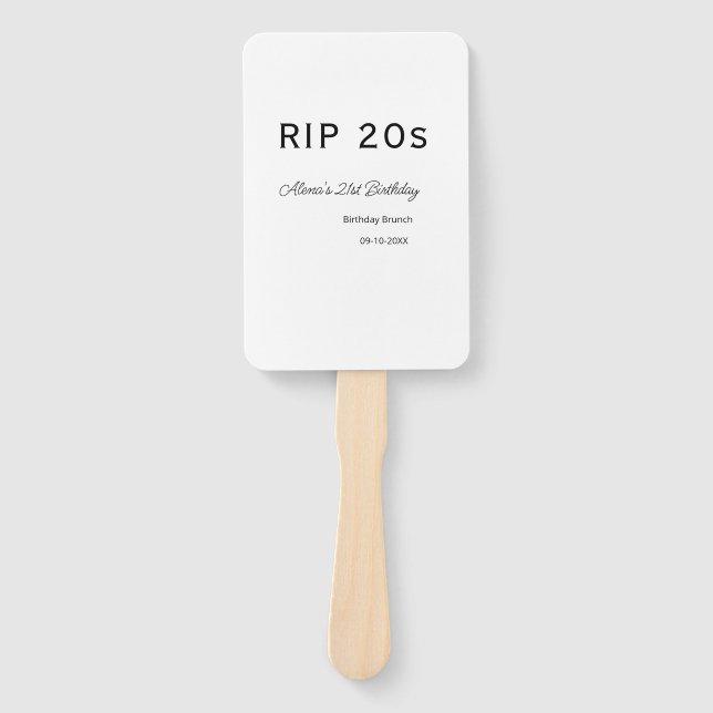 RIP 20 s 21. Geburtstag, einfaches Mindestfrühstüc Fächer (Vorderseite)