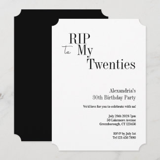 RIP 20er 30. Geburtstags-Minimal-Party Einladung