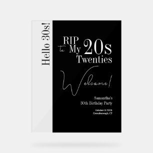 RIP 20er Hallo 30er Schwarz-Weiß-Party Willkommens Acrylschild