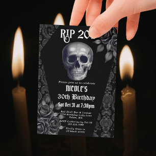 RIP 20er Schwarz-Weiß Gotischer Totenkopf 30. Gebu Einladung