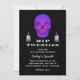 RIP 20er Zwanziger Lila Totenkopf Gothic 30. Gebur Einladung