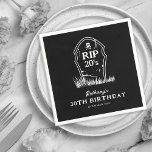 RIP 20s Black White 30th Birthday Party Serviette<br><div class="desc">Funny funeral 30th birthday party napkins featuring a stylish black background,  a gravestone that reads 'RIP 20's',  the persons name,  age,  and date.</div>