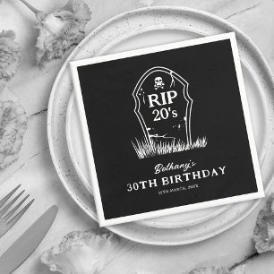 RIP 20s Black White 30th Birthday Party Serviette