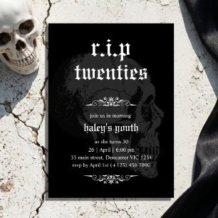 RIP 20's Goth Skull Beerdigung 30. Geburtstag Einladung