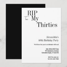 RIP 30s 40th Birthday Minimal Party
