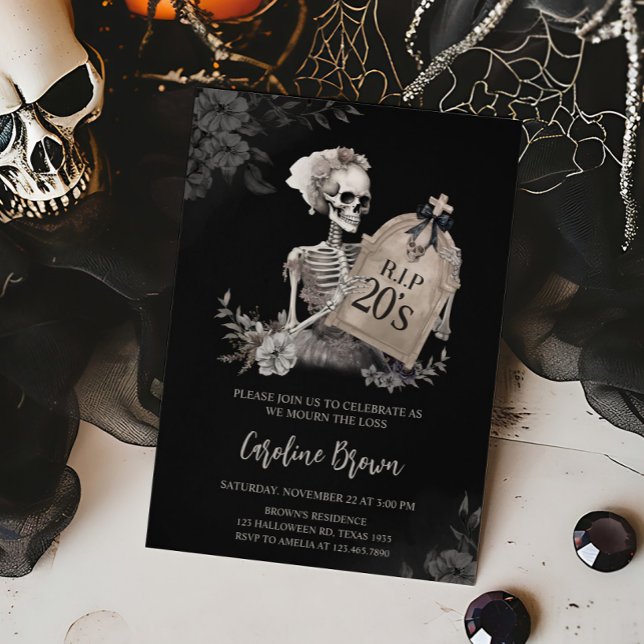 RIP Années Crâne gothique Anniversaire Invitation (RIP Twenties Skull Halloween Birthday Invitation)