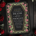 Rip Death to my 30s 40th Gothic Birthday Party Einladung<br><div class="desc">Es ist an der Zeit, sich von den Dreißiger zu verabschieden und die Vierziger stilvoll zu umarmen! Der 40. Geburtstag lädt mit dem Text 'Death to Her Thirties' zu einem eleganten Sargdesign auf Rose & Dornen ein - perfekt für eine dunkle, glamouröse Feier! Jetzt bestellen & diesen Meilenstein unvergesslich machen!...</div>