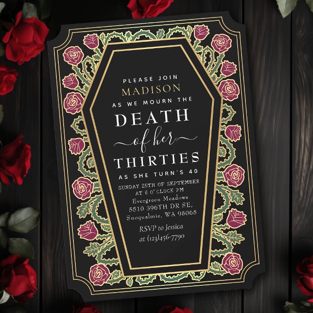 Rip Death to my 30s 40th Gothic Birthday Party Einladung (Von Creator hochgeladen)