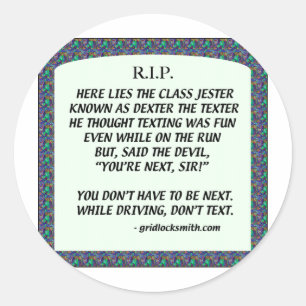 RIP-DEXTERtheTEXTER Runder Aufkleber