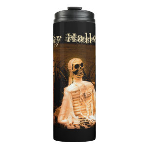 RIP Friedhof mit Skelett Thermosbecher