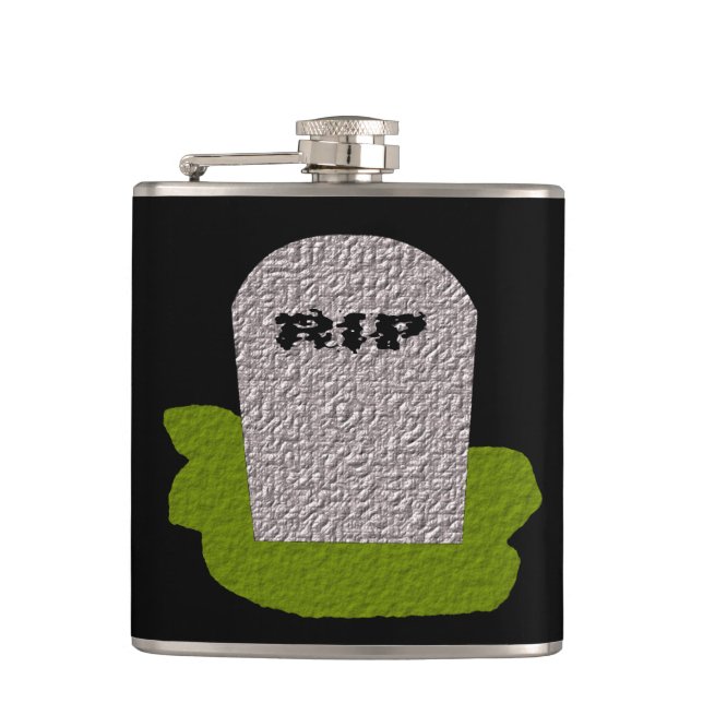 RIP Grabstein Flasche Flachmann (Vorderseite)
