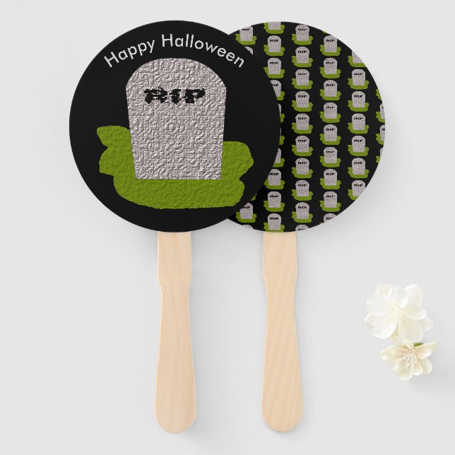 RIP Grabstein Handlüfter Fächer (Vorne und Hinten)